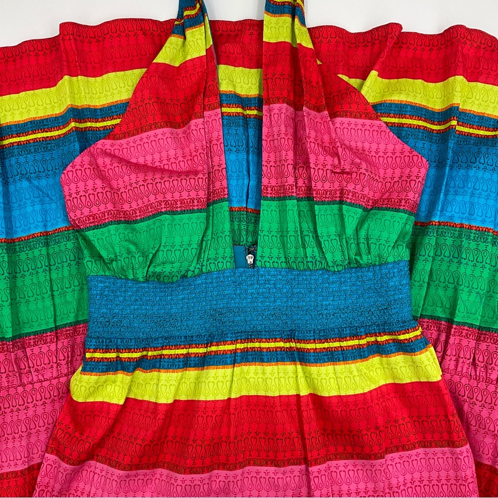 Alice + Olivia NWT Lyndon Multicolor Cabo Stripe Maxi Dress Halter Cut Out Flowy - Picture 8 of 16